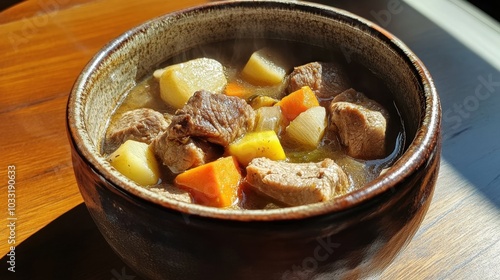 Warm Bowl of Hearty Vegetable and Meat Stew