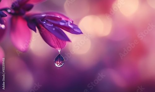 Purple flower petal with a water droplet.