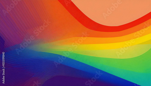 幾何学的な光のパターンを備えた虹の背景。虹色の背景素材。Rainbow background with geometric light patterns. Iridescent background material.