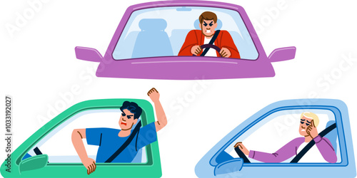 frustration stress traffic road man vector. delay gridlock, bottleneck rush, tension impatience frustration stress traffic road man character. people flat cartoon illustration