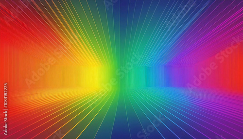 幾何学的な光のパターンを備えた虹の背景。虹色の背景素材。Rainbow background with geometric light patterns. Iridescent background material.