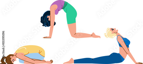 pranayama yoga exercises vector. meditation balance, strength flow, mindfulness relaxation pranayama yoga exercises character. people flat cartoon illustration