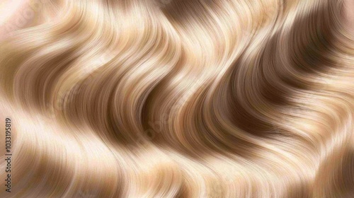 Close-up view of smooth, shiny blonde hair with soft waves, showcasing natural highlights and texture.