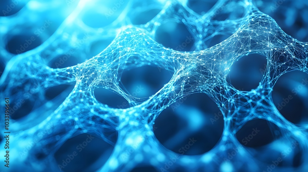 Abstract Blue Network of Interconnected Lines and Dots Abstract Blue Network of Interconnected Lines and Dots