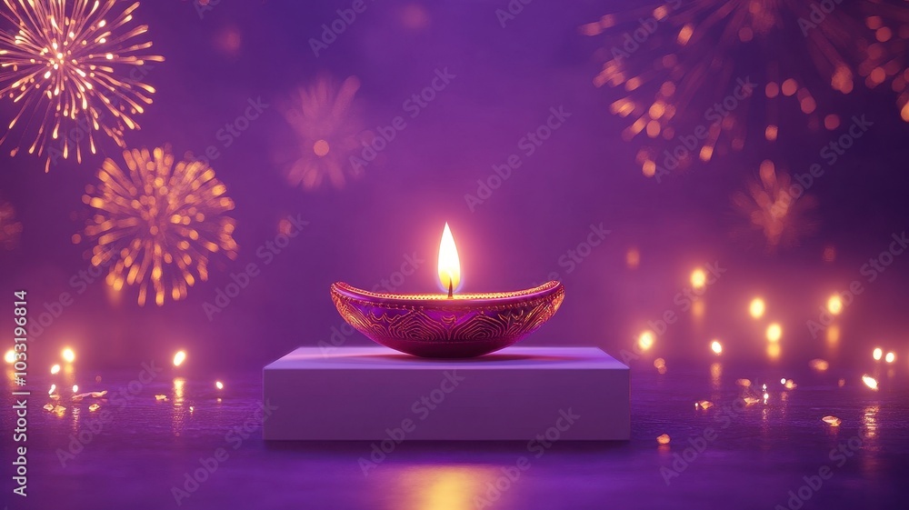 Banner design for diwali festival and podium,Diwali light decoration candle with fireworks,Stage,Product display Showcase design sparkle background,Deepavali,Dipavali,3D podium illustration. Banner design for diwali festival and podium,Diwali light decoration candle with fireworks,Stage,Product display Showcase design sparkle background,Deepavali,Dipavali,3D podium illustration.