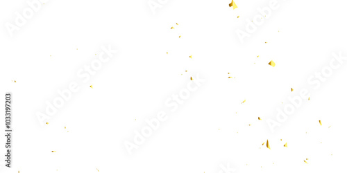 Golden glitter confetti falling down on transparent background. Vector illustration.