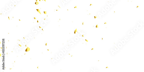 Abstract golden confetti falling down bokeh glitter and zigzag ribbon on transparent background. Design for holyday and celebration background. Vector illustration.