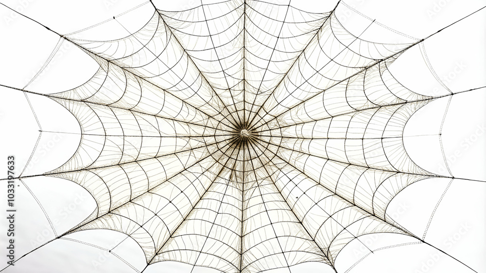 Obraz premium spider web delicately positioned on a clean white background.