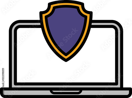 Free Download Vector Illustration of Laptop with Shield Icon - GFXLoad