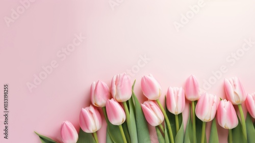 Wallpaper Mural Photo of tulips border on pink background. Torontodigital.ca