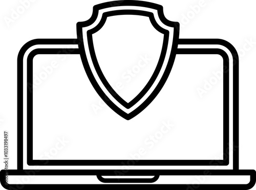 Free Download Vector Illustration of Laptop with Shield Icon - GFXLoad