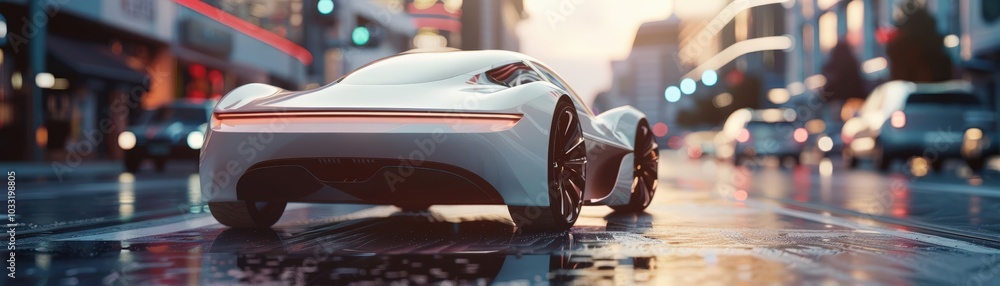 Obraz premium Visualize the future of mobility with a captivating 3D model of an electric car, highlighting its energyefficient components