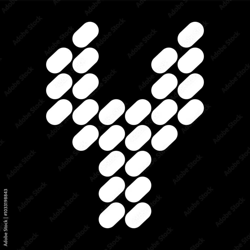 Obraz premium The uppercase Y alphabet design is made of dots (like stones). This letter design also looks minimalist, aesthetic, professional, sporty, unique, and of course very cool.