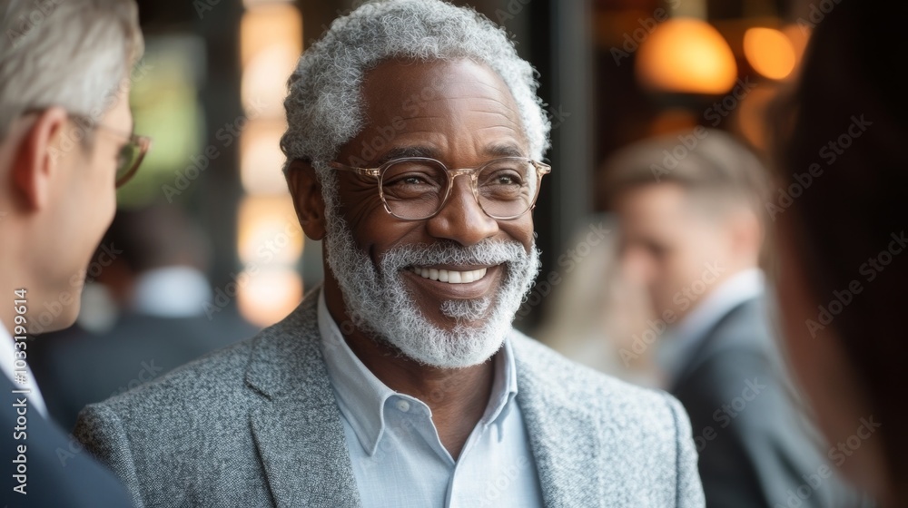 Smiling Senior Man in Grey Suit and Glasses Portrait Business Professional Smiling Senior Man in Grey Suit and Glasses Portrait Business Professional