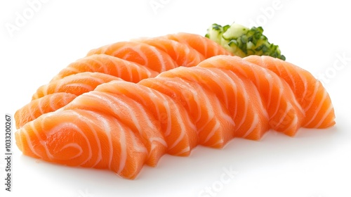 Salmon raw sashimi isolated on white background. 