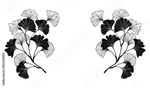 Black ginko twigs frame
