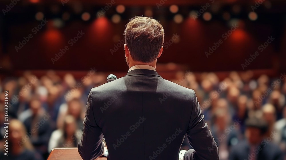 Speaker Addressing Audience at Conference Event Speaker Addressing Audience at Conference Event