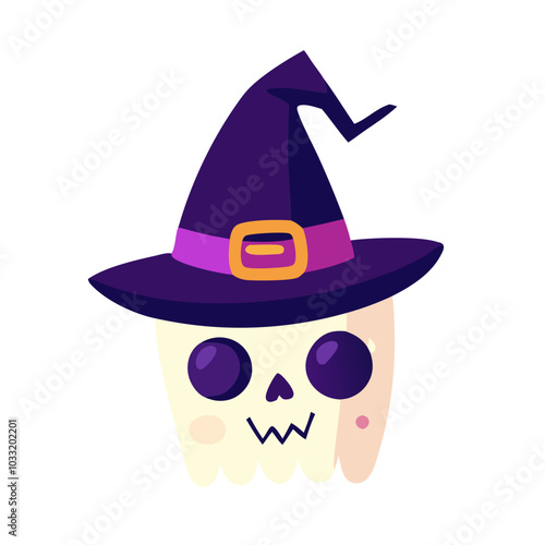 spooky halloween ghost with hat