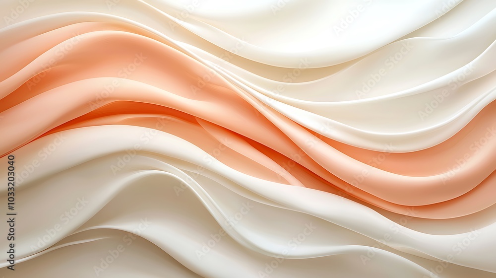 Elegant waves of silk a serene blend of white and peach textiles creating a harmonious and calming visual experience Elegant waves of silk a serene blend of white and peach textiles creating a harmonious and calming visual experience