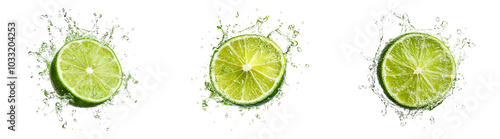 Realistic 3D Sliced Limes Isolated on Transparent PNG Perfect for Drink Ads Cocktail Menus or Tropical-Themed Illustrations