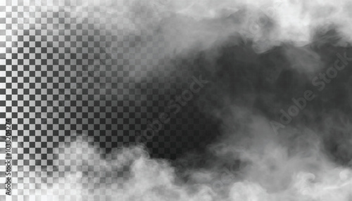 PSD Fog or smoke isolated transparent background. White cloudiness, mist, smog, dust, vapor PNG 06