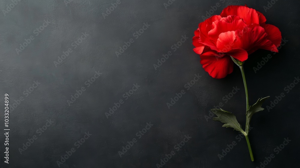 A vibrant red flower against a dark textured background, creating a striking contrast and an elegant aesthetic. A vibrant red flower against a dark textured background, creating a striking contrast and an elegant aesthetic.