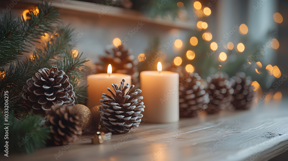 White Frame Mockup on a Fireplace Shelf with Christmas Decorations, Featuring Festive Elements like Garland, Ornaments, and Warm Lighting. Perfect for Holiday-Themed Artwork Display and Seasonal Desig White Frame Mockup on a Fireplace Shelf with Christmas Decorations, Featuring Festive Elements like Garland, Ornaments, and Warm Lighting. Perfect for Holiday-Themed Artwork Display and Seasonal Desig