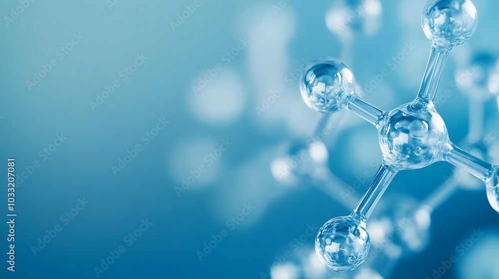 Close-up of a Glass Molecular Structure Against a Blue Background Close-up of a Glass Molecular Structure Against a Blue Background
