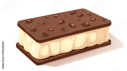 rectangle vanilla ice cream sandwich with chocolate wafers illustration