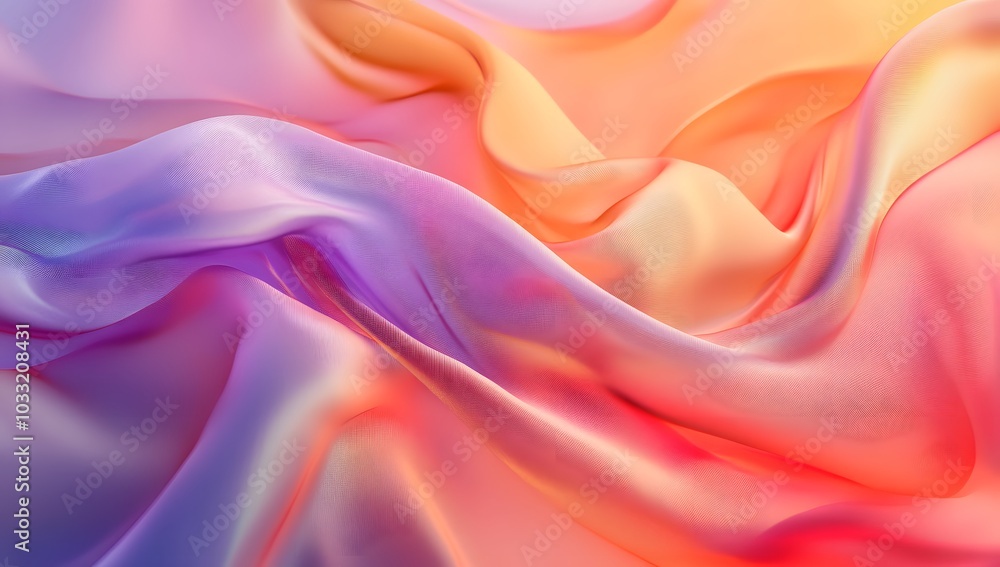 Abstract, colorful silk cloth in motion on a pastel background. Abstract 3D rendering of draped fabric. Photorealistic 3D render. Abstract, colorful silk cloth in motion on a pastel background. Abstract 3D rendering of draped fabric. Photorealistic 3D render.