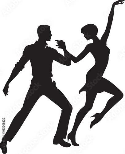 family person and people dancing silhouettes vector illustrations