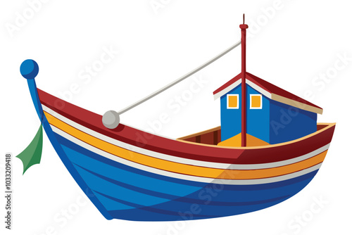 Traditional Maltese fishing boat, Vector illustration on white background