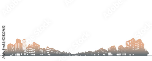 影で表現された街並みのイラスト.