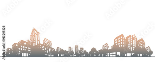 影で表現された街並みのイラスト.