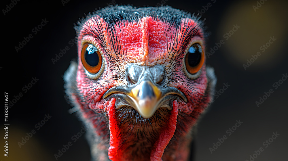 Photograph of the Head and Shoulders of an Angry Turkey with Fluffed Feathers and Intense Expression. Close-Up Capturing the Bird’s Details, Including Its Vibrant Wattle and Beady Eyes, Perfect for Wi Photograph of the Head and Shoulders of an Angry Turkey with Fluffed Feathers and Intense Expression. Close-Up Capturing the Bird’s Details, Including Its Vibrant Wattle and Beady Eyes, Perfect for Wi
