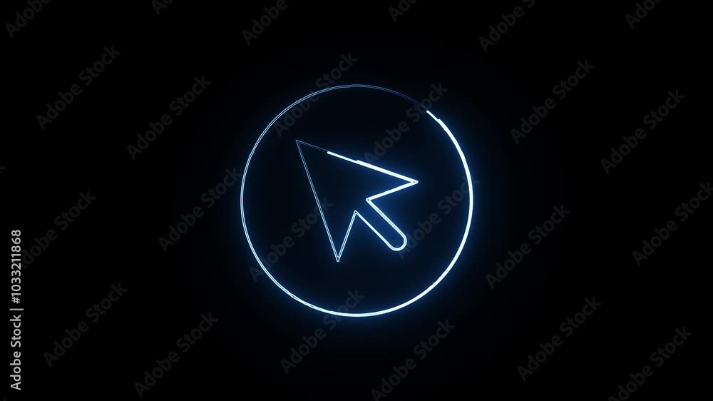 Glowing Neon Cursor Arrow on Brick Wall: Digital Navigation Icon with Retro Urban Style Glowing Neon Cursor Arrow on Brick Wall: Digital Navigation Icon with Retro Urban Style