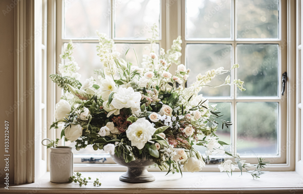 Fototapeta premium Beautiful bouquet of flowers in vase. Floral arrangement