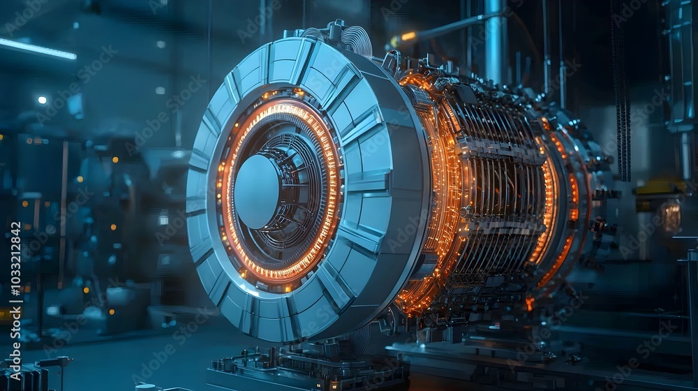 Conceptual showcasing the intricate coils and magnetic fields of an electrical generator highlighting the technology behind clean and efficient power Conceptual showcasing the intricate coils and magnetic fields of an electrical generator highlighting the technology behind clean and efficient power