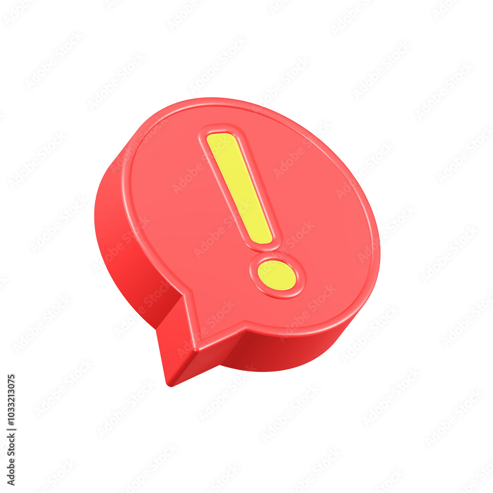 Alert warning bubble 3d red color Alert warning bubble 3d red color