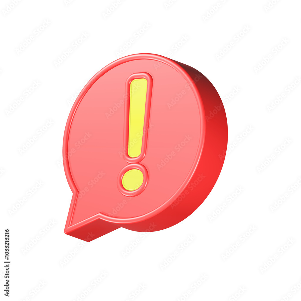Alert warning bubble 3d red color Alert warning bubble 3d red color