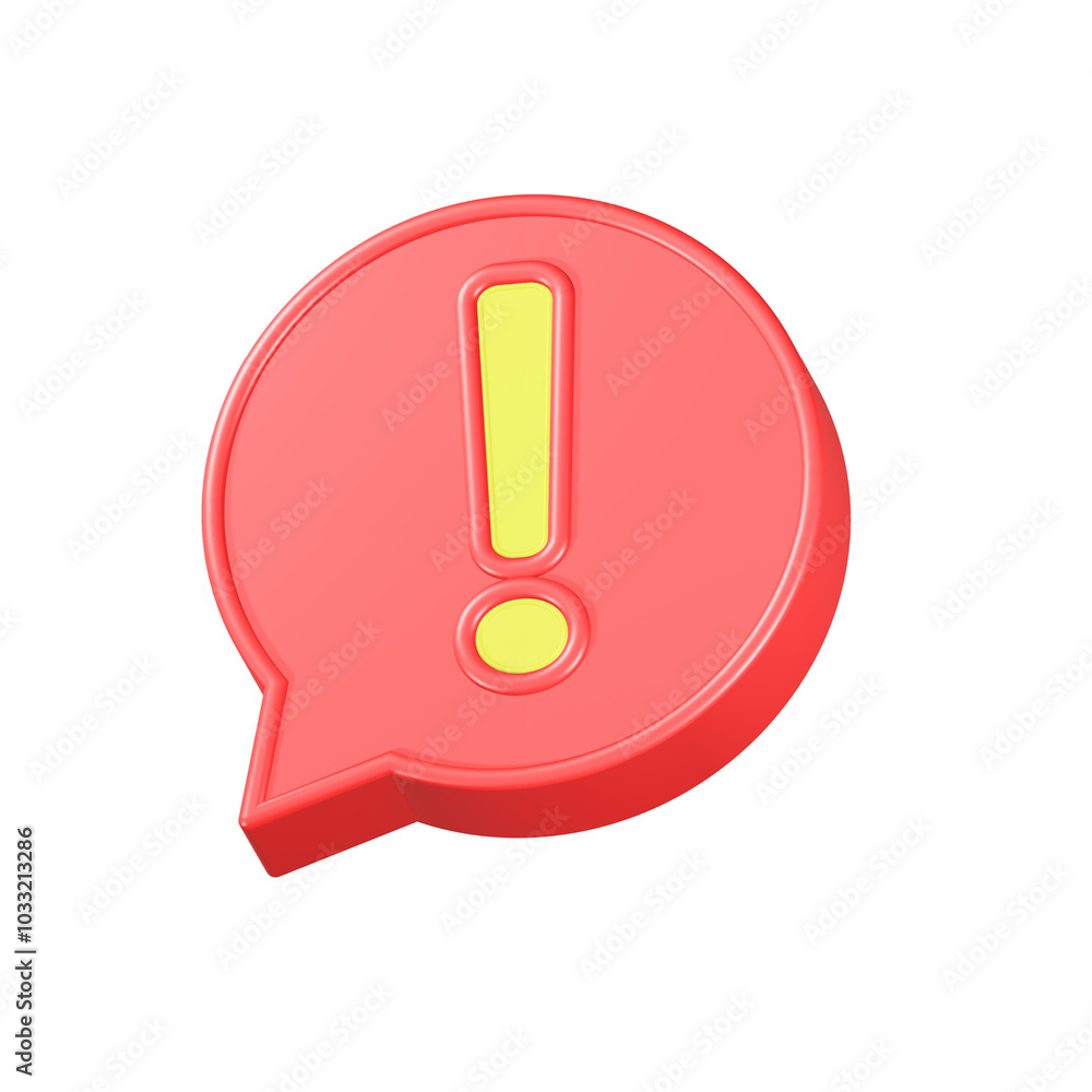 Alert warning bubble 3d red color Alert warning bubble 3d red color
