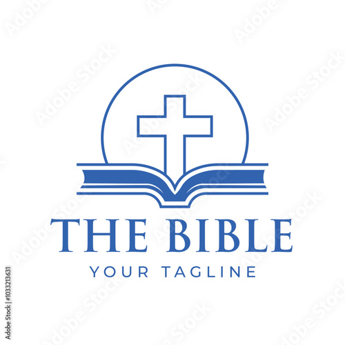 Sun Jesus Christian Cross with Bible for Religion Illustration Vector Design