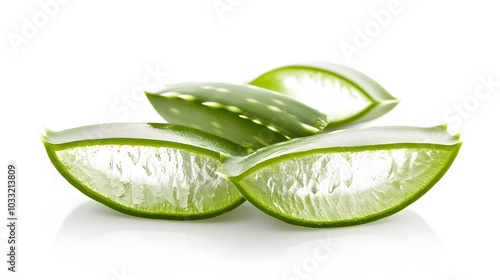 Wallpaper Mural Aloe vera leaves with sliced on white background for beauty and healthy product concept.  Torontodigital.ca