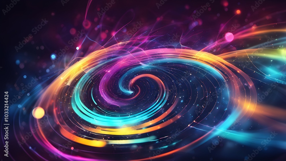 A vibrant swirl of colors and light, creating an abstract cosmic effect. A vibrant swirl of colors and light, creating an abstract cosmic effect.