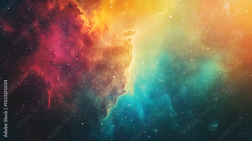 Fototapeta premium A Colorful Nebula with Stars and Dust Clouds in Space