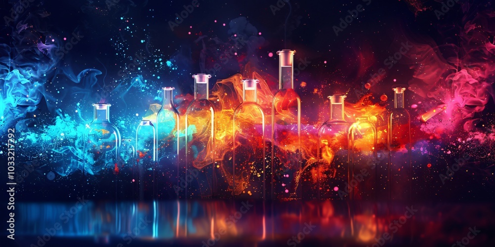 Naklejka premium Stethoscope and Medical Equipment Background, with DNA and Virus Research Symbols, Representing Healthcare and Scientific Study.