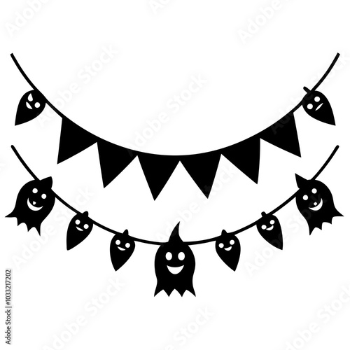 cute garland bunting silhouette