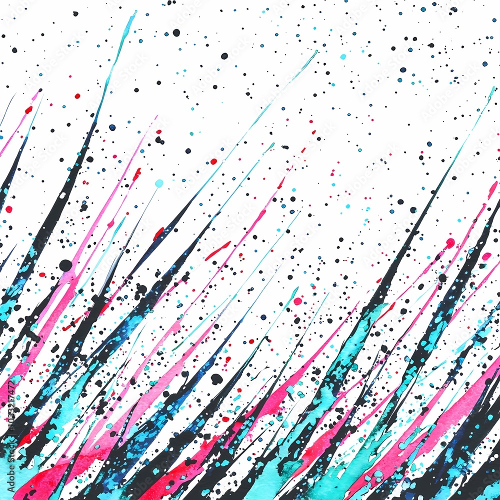 Fototapeta premium Abstract Watercolor Galaxy Scene with Neon Splashes