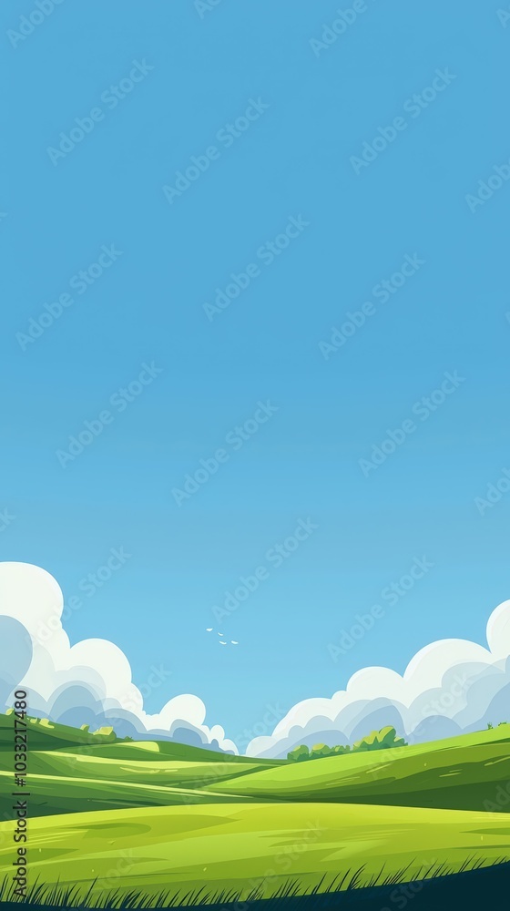 Fototapeta premium Green hills under blue sky