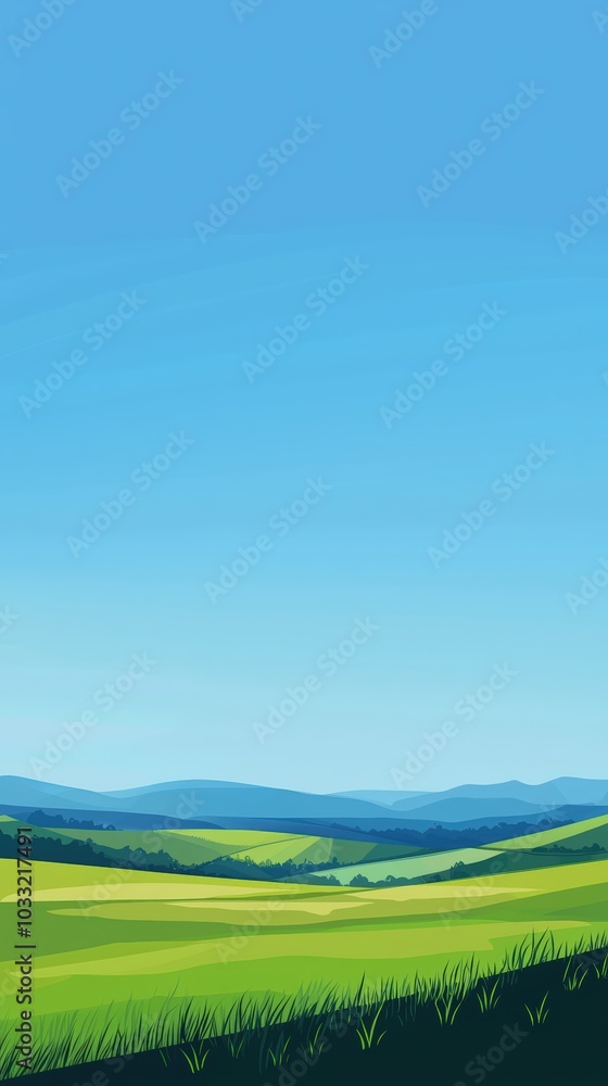 Obraz premium Green hills under blue sky